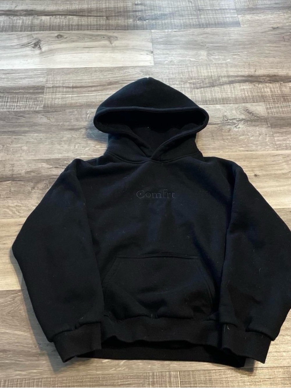 Comfrt Embroidered Black Hoodie
